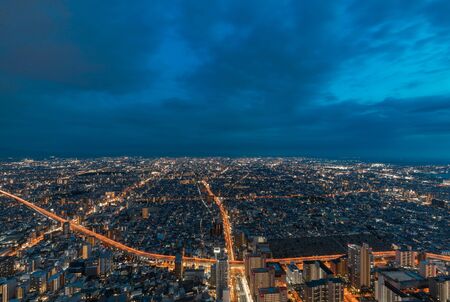 Skyline in Osaka, Night view of the Cityscapesの写真素材