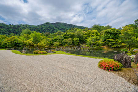 Tenryu-ji temple in Arashiyama in summer, Kyoto, Japanのeditorial素材