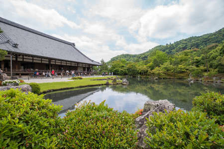 Tenryu-ji temple in Arashiyama in summer, Kyoto, Japanのeditorial素材