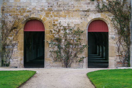 Ancient building of medieval French abbey. Abbey of Fontenay, Burgundy, France, Europe