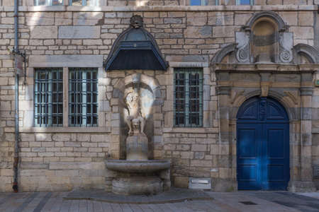 Traditional stone sculpture on European streetのeditorial素材