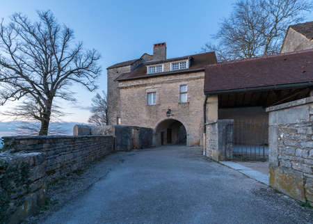 Ancient medieval building and architecture wall in a French townのeditorial素材
