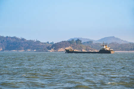Cargo ship on the sea of southern Chinaのeditorial素材
