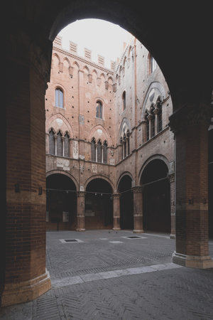 The Courtyard of Siena City Hallのeditorial素材