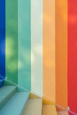 Colorful stairs and colorful wall background