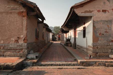 Old buildings in Daimei village, a traditional Chinese village with neat rows of houses in Zhangzhou, Fujian, Chinaのeditorial素材