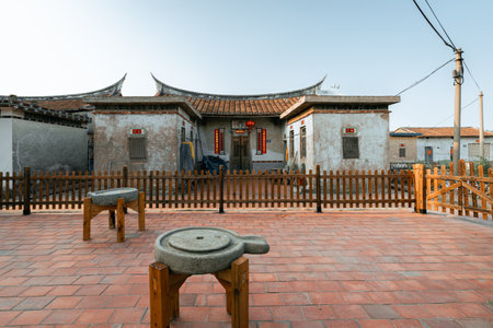 Old buildings in Daimei village, a traditional Chinese village with neat rows of houses in Zhangzhou, Fujian, Chinaのeditorial素材