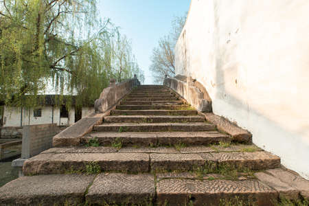 Ancient Stone Bridge Stairs in Chinaの写真素材