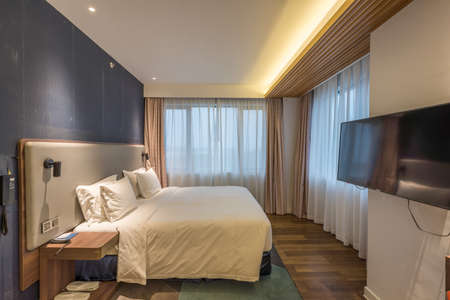 Modern luxury hotel room interiorのeditorial素材