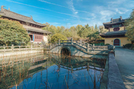 Buildings and landscape in Huiyin Gaoli Temple, near the West Lake in Hangzhou, Chinaのeditorial素材