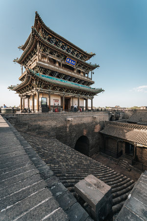 City Wall of Pingyao Ancient City, A Traditional Chinese Old City in Shanxiのeditorial素材