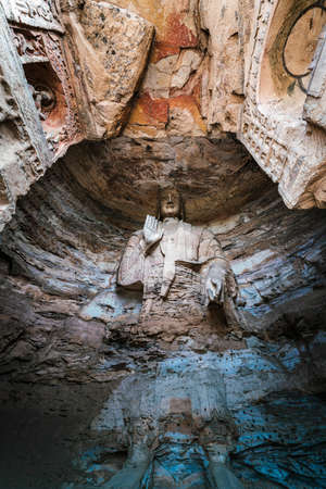 Buddhist Caves and Sculptures in Yungang Grottoes, Shanxi, Chinaのeditorial素材