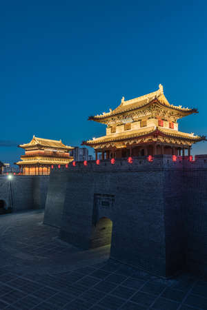 Shanxi Datong cityscapes, Datong old city wall at night