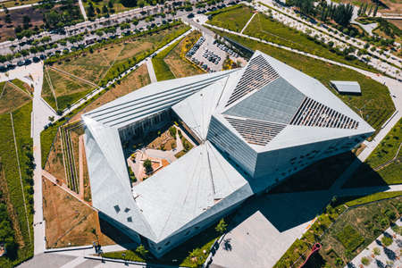 Aerial view of Datong City Library, a modern building in Datong city, Shanxi, Chinaのeditorial素材