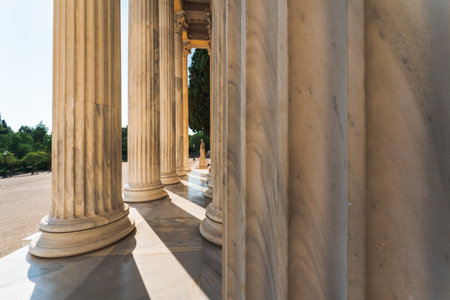 Marble columns and statues of Zappeion palace in Athens, Greeceのeditorial素材