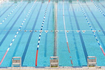 Details view of and outdoor swimming pool with sunlightのeditorial素材