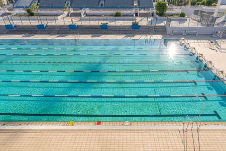 Outdoor swimming pool with sunlightのeditorial素材