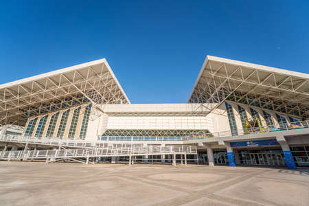Buildings and architecture at the Athens Olympic Stadium at duskのeditorial素材