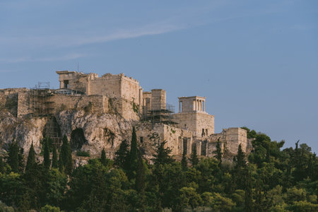 Overlooking the Acropolis at sunsetのeditorial素材