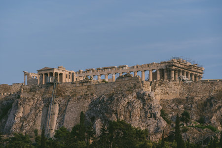 Overlooking the Acropolis at sunsetのeditorial素材