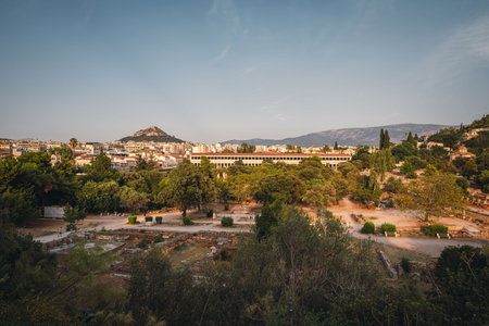 Landscapes of the old ruins in Ancient Agora of Athensのeditorial素材