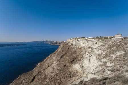 Landscapes of the village Imerovigli and Fira in Santorini Island in Greeceの写真素材