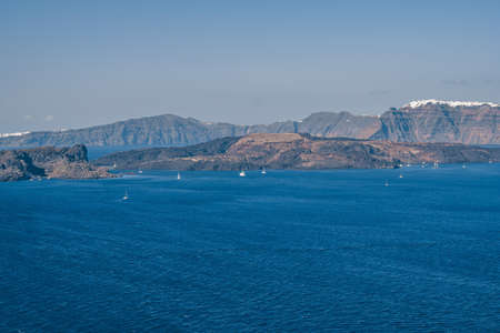 Natural landscapes, volcanic scenery with Aegean seascape in Santorini Island, Greeceの写真素材