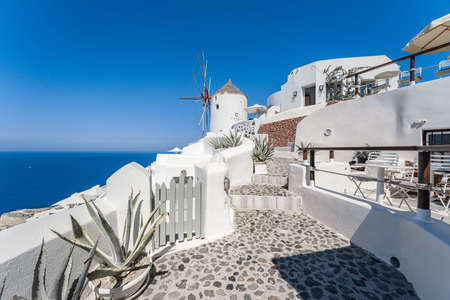 Landscapes and the architectural buildings in the village of Oia in Santorini Island in Greeceのeditorial素材
