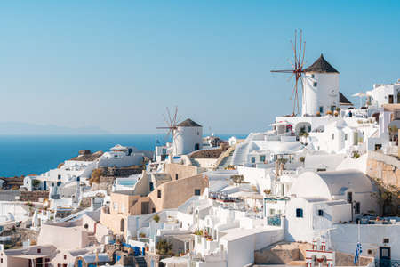 Landscapes and the architectural buildings in the village of Oia in Santorini Island in Greeceのeditorial素材