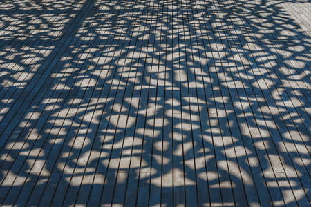 Shadow of Abstract Iron Texture Frame on wooden ground