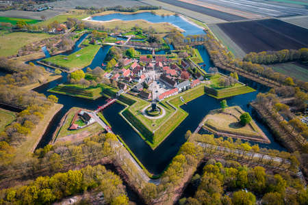 Aerial view of Bourtange Castle in the Netherlandsのeditorial素材
