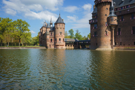 Architecture and garden landscape of the famous De Haar Castle in Netherlandsのeditorial素材