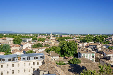 High angle view of the old cityscape in Avignon, Franceの写真素材