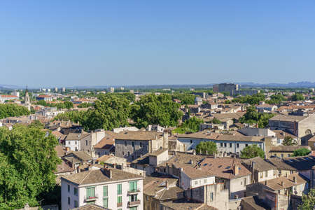 High angle view of the old cityscape in Avignon, Franceの写真素材