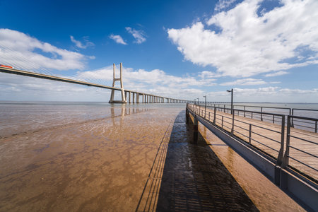Vasco da Gama bridge in Lisbon, Portugalの写真素材