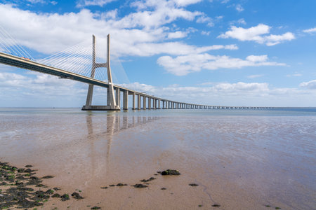 Vasco da Gama bridge in Lisbon, Portugalの写真素材