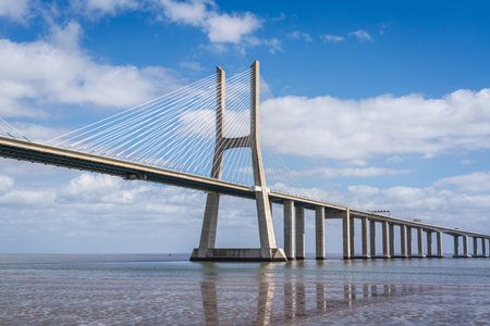 Vasco da Gama bridge in Lisbon, Portugalの写真素材