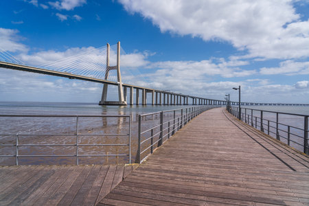 Vasco da Gama bridge in Lisbon, Portugalの写真素材