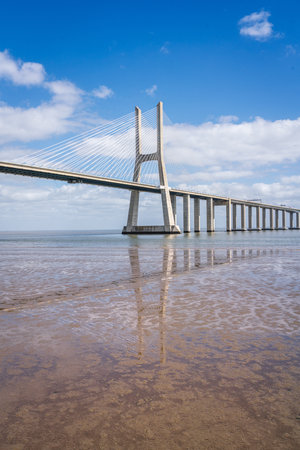 Vasco da Gama bridge in Lisbon, Portugalの写真素材