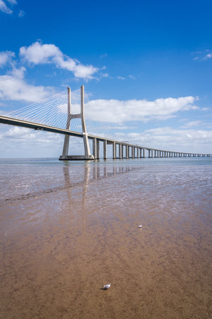 Vasco da Gama bridge in Lisbon, Portugalの写真素材