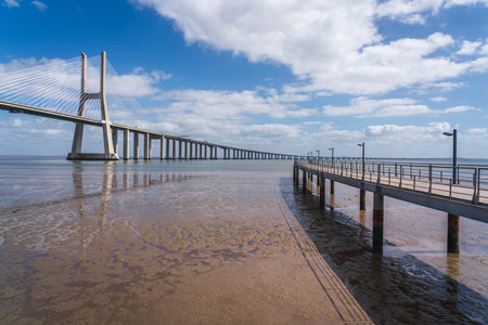 Vasco da Gama bridge in Lisbon, Portugalの写真素材