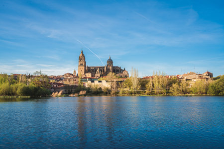 City skyline of Salamanca with the Cathedral of Salamancaの写真素材