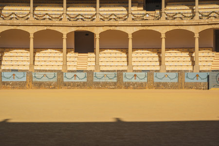 Historic buildings of the Plaza de Toros de Ronda, a historic Bullring in Ronda, Spainの写真素材
