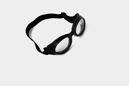 goggles head is black on a white background.の写真素材