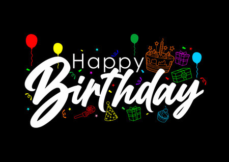 Happy Birthday typographic vector design for greeting cards, Birthday card, invitation card. Isolated birthday and transparent objects text, lettering composition. Vector Illustration eps.10のイラスト素材