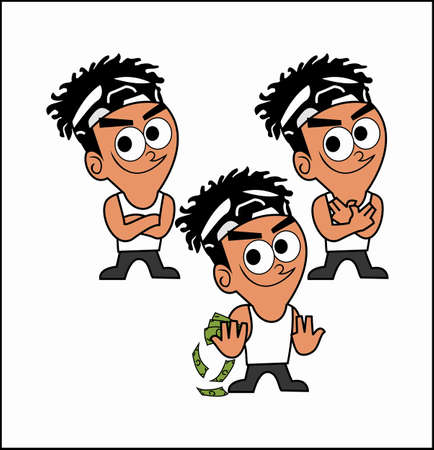 funky rapper men cartoon character holding moneyのイラスト素材