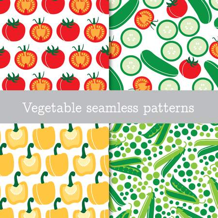 Four vegetable repeating pattern vector illustrationsのイラスト素材