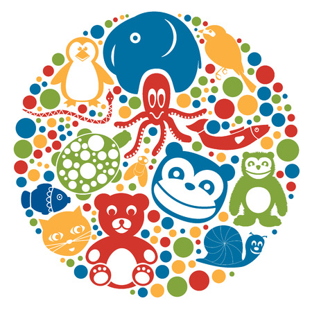 Animals vector illustration in circleのイラスト素材