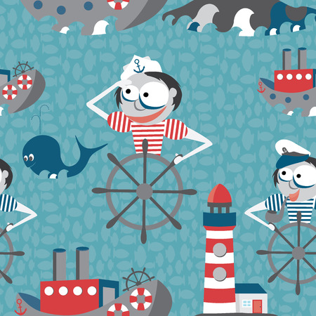 Sailor vector illustration patternのイラスト素材