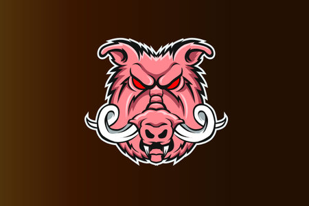 Pig head mascot for sports and e sports logo isolatedのイラスト素材